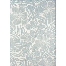 Abani Blue Area Rug – Ocean Collection – 5' x 8' Tropical Flower – Indoor & Outdoor Use – UV Protected, Fade-Resistant, Easy to Clean – Durable for Patio, Deck, Entryway, or Kitchen