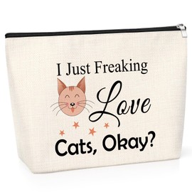 Cat Gifts for Women Makeup Bag Teen Girl Cat Themed Gift for Girls Friend Sister Colleague Mum Aunt Cat Lover Zipper Pouch Christmas Birthday Presents for Animal Lover Travel Cosmetic Bag