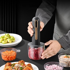 Food Processor, Electric Food Chopper with Meat Grinder & Vegetable Chopper - 4 Cup Portable- Includes 2 Sets of Blades, for Dicing, Mincing, and Puree (Black)