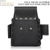 TRUTUCH Black Leather Electrician Tool Pouch with Leather Work Belt