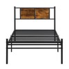 LUMISOL Twin Size Metal Bedframe, Metal Bed Frame with Headboard