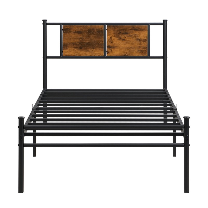 LUMISOL Twin Size Metal Bedframe, Metal Bed Frame with Headboard
