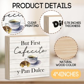 Cafecito Wood Sign Decor - But First Cafecito Sign for Coffee Bar, Kitchen, Desk - Rustic Coffee Lover Gift, Home & Cafe Decor-A10