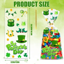 100PCS St. Patrick's Day Cellophane Treat Bags Party Favors with Twist Tie