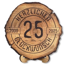 DARO Design Engraved Round Wooden Plaque, Gift for Anniversaries, Birthdays, Congratulations