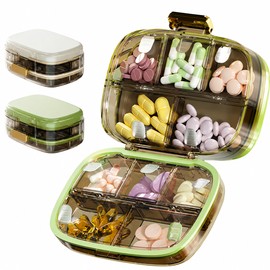 2 Pcs Portable Pill Organizer With Extended Organizer for Travel & Daily Storage – 10 Compartments Folding Pill Case for Easy Organization