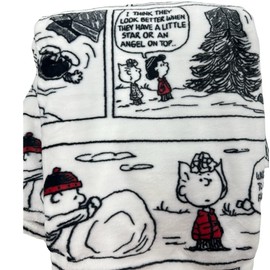 Berkshire Blanket & Home Co Peanuts Gang Christmas Velvet Soft Plush Throw Blanket (White - Comic Strip, Throw 60x70)