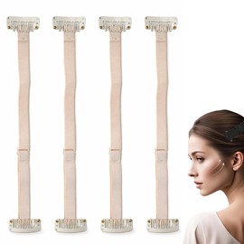 4 Bandas de Estiramiento Facial con Clip, Parche de Correa de Estiramiento Facial Elástico Ajustable para el Cabello, Previene las Arrugas, Mejora la Condición de la Piel