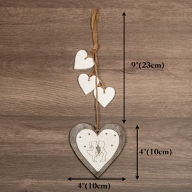 Sun&Beam Heart-shaped Wooden Decorative Hanging Handmade Hearts Ornaments for Wedding Party Valentine Christmas Home Decoration Car Décor (X-#7, 1Pcs)