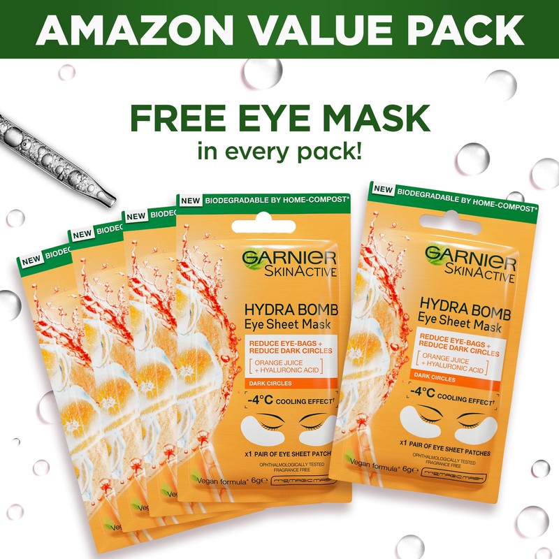 Garnier Hydra Bomb Hyaluronic Acid Orange Extract Brightening Eye Sheet