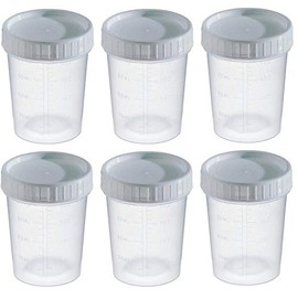 Comfort Axis Graduated Specimen Collection Cups with Grey Lids, 4 Ounces, 6 Pack