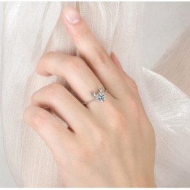 HUKQBUNX 925 Sterling Silver Cut 3 Carat Cubic Zircon Christmas Deer Ring Engagement Diamond Ring Wedding Lady Elegant Diamond Ring Opening Adjustment, Silver, Cubic Zirconia