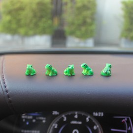 Refintural 10 Pcs Mini Frog Cute Car Accessories - Rear View Mirror & Dashboard Decorations - Adorable Frog Figurines for Car, Garden, Home - Cute Car Mirror Interior Decors
