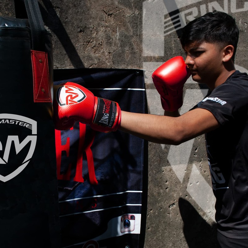 RingMaster Sports Kids Boxing Gloves Carbon Leather Training Sparring Punch