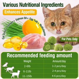 PuPoPan Cat Grass Teething Sticks, 3.52Oz Edible Freezed Drying Cat Grass Treats, Cats Snacks for Hairball Removal and Dental Care