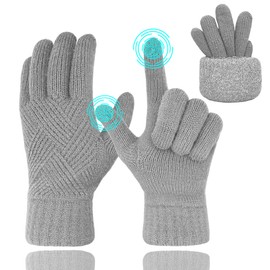 ehsbuy Winter Gloves for Women Knit Thermal Gloves Warm Fleece Lined Touch Screen Gloves for Outdoor Sports