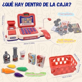 Bebeay Caja Registradora Juguete, Supermercado Infanti , Juguetes para Juegos De rol con Calculadoras, Escáneres, Instrumentos Musicales y Balanzas,Id