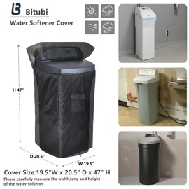 Bitubi Water Softener Cover Winter Cover, Indoor/Outdoor Water Softener Insulated Cover with Plush Lining to Prevent Sweating (19.5"W x 20.5" D x 47" H, Black)