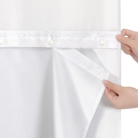 Litabel White Fabric Snap-in Shower Curtain Liner Replacement, 70W x 61H Waterproof Removable Liner for No Hook Shower Curtains with Snap in Liner, Soft Cloth & Hotel Quality, Machine Washable