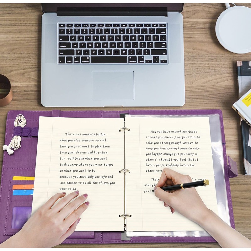 Wonderpool A4 PU Leather Portfolio Holder Ring File Document Case
