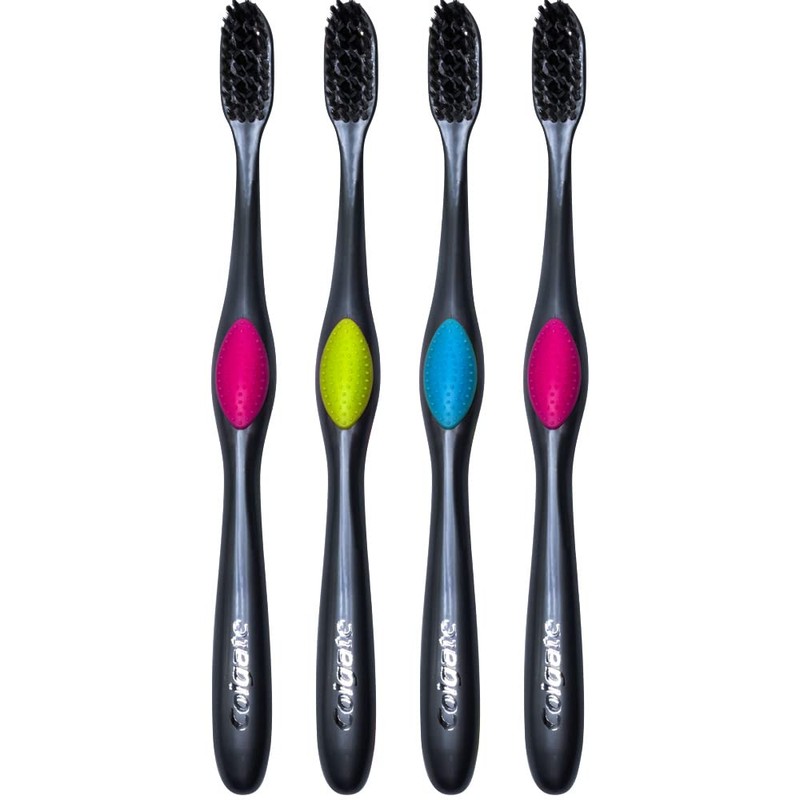 Colgate 360 Charcoal Infused Toothbrush, Floss-Tip Bristles, Soft (Colors Vary)