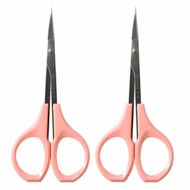 Kootinn 2-Pack Precision, Compact Curved Craft Scissors, Small Beauty Eyebrow Scissors, Stainless Steel, Pink