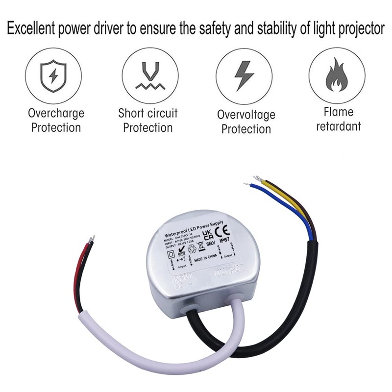 Cheopha 120V to 12V Converter Waterproof 15W LED Transformer 12V