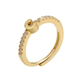 LKingel Gold Initial Rings for Women Dainty Adjustable Open Rings Stackable Capital Letters Rings Shiny Zirconia Rings Jewelry Present(C)