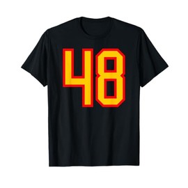 Number #48 Red Yellow Sports Team Varsity Number 48 T-Shirt