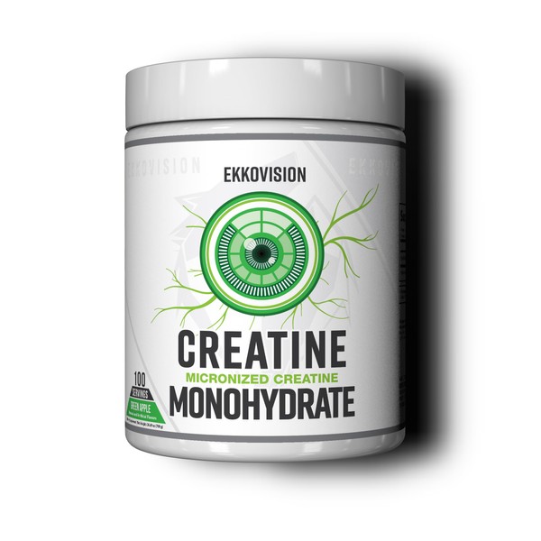 Ekkovision Creatine Monohydrate Powder, Micronized, Green Apple, Pre Workout &