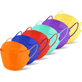 NiHealth 60PCS KF94 Disposable Face Masks for Adults, Tomorotec Solid Bright Colors 3D Shape Mask Bulk Pack (6 Colors)