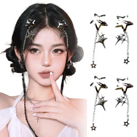Yeomju Star Hair Clips, Set of 2, Cute Y2K Accessories for Women, Durable Metal Glitter Snap Hair Clips for Everyday and Special Occasions