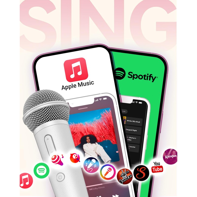 PUREMIC Singing Microphone with Earphone & Stand, Ideal for Vocal