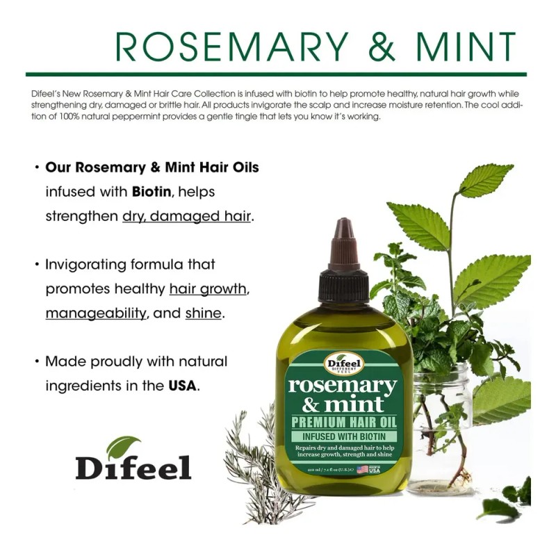 Difeel Aceite De Romero Y Menta Para El Cabello 210ml