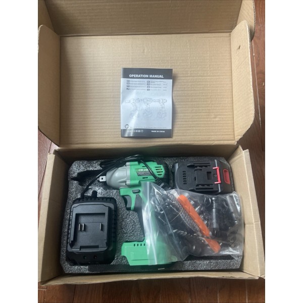 Tegatok 20V Cordless Electric Impact Wrench Gun 1/2'' High Power