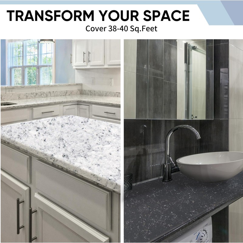 LIFVEAN Epoxy Countertop Paint Refinishing Kit, Kitchen Bathroom Glossy Coating