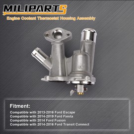 MILIPARTS Engine Coolant Thermostat Housing Assembly Compatible with Ford 2013-2016 Escape 2014-2019 Ford Fiesta 2014 Ford Fusion 2014-2016 Ford Transit Connect OE BM5Z8592C BM5Z-8592-C
