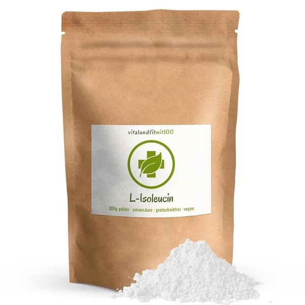 L-Isoleucine Powder 300 g - Essential Proteinogenic Amino Acid - Fermentation Production - GMO Free - 100% Vegan and Pure - Gluten Free / Lactose Free - No Additives and Additives