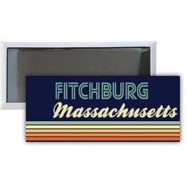 Fitchburg Massachusetts Souvenir 4.75x2-Inch Rectangle Fridge Magnet Retro Design