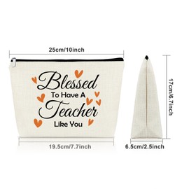 Sazuwu Teacher Gifts from Student Makeup Bag Teacher Appreciation Gifts Inspirational Cosmetic Organizer Travel Bag Thank You Retirement Birthday Present