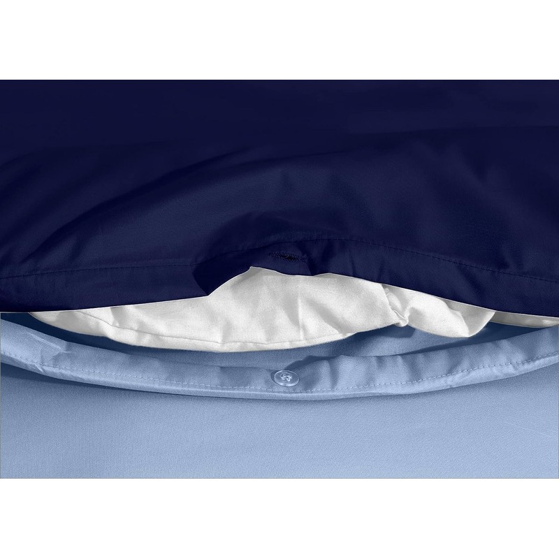 Ev Dekor® Duvet Cover Set Single Dark Blue Light Blue