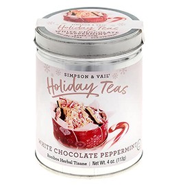 Simpson & Vail, White Chocolate Peppermint Rooibos - Holiday Tea - 4 Ounce Tin / 50 Cups