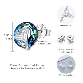 Witch Celtic Earrings/Mermaid/Turtle Stud Earrings, 925 Sterling Silver, Crystal Stud Earrings, Hypoallergenic Earrings, Jewellery Gifts for Women, Sterling Silver