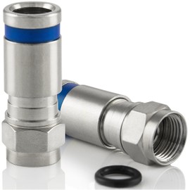 POPPSTAR 50x SAT F-Quick Mount Connectors, F-Compression Connector for Coaxial Cable, Antenna Cable, Satellite Cable up to 7.5 mm, Weather-Resistant, Silver