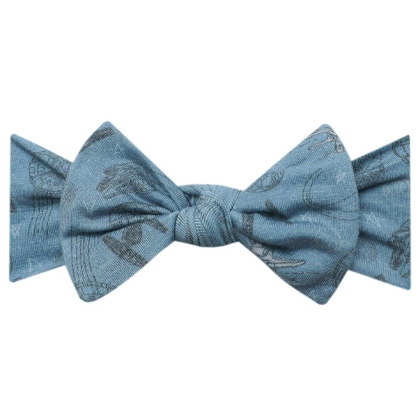 Baby Stretchy Soft Knit Headband Bow "Starships" by Copper Pearl