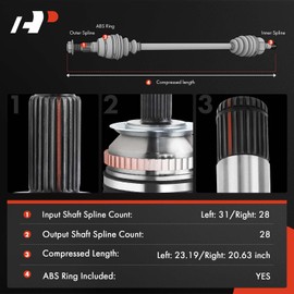 A-Premium Pair (2) Front CV Axle Shaft Assembly Compatible with Ford Fusion 2006-2009 & Mercury Milan 2006-2009 & Lincoln Zephyr 2006, V6 3.0L, Driver and Passenger Side