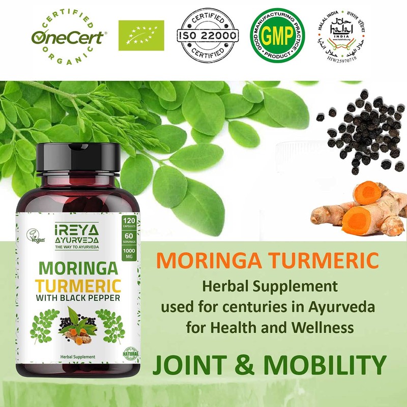 Moringa Oleifera Powder & Turmeric Root Powder with Black pepper