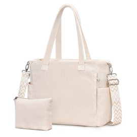 oscaurt Cord Tote Bag Shopper Bag Women's Shoulder Bag Women's Gifts for Women Crossbody Bag with Adjustable Shoulder Strap Handbag Large Bag for Commuting Shopping Travel, Beige set