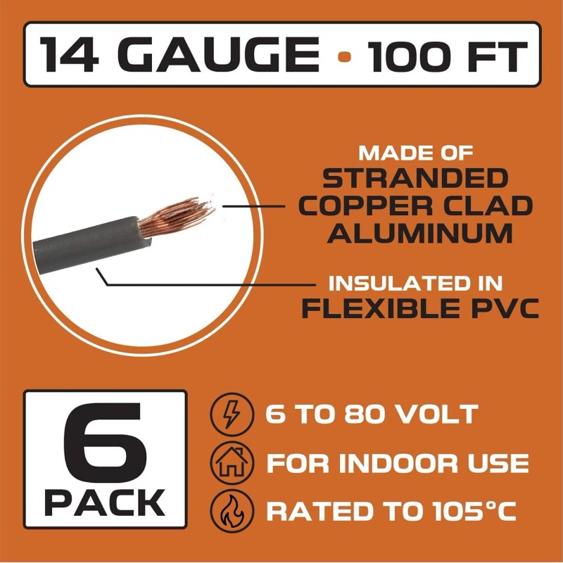 Iron Forge Cable 14 Gauge Primary Wire - 6 Roll