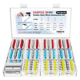 Delgada 250PCS Marine Heat Shrink Wire Connectors - Solder Seal Butt Terminals for Marine, Automotive - Corrosion and Weatherproof - Self-Solder Insulated Splice Terminals